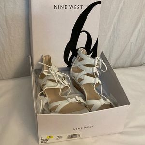Nine West white heels with straps size 8 worn but good condition